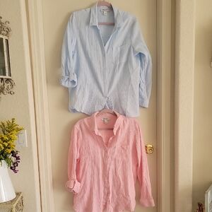 Nine West Lightweight Button Down Shirts in Light Blue and Pink